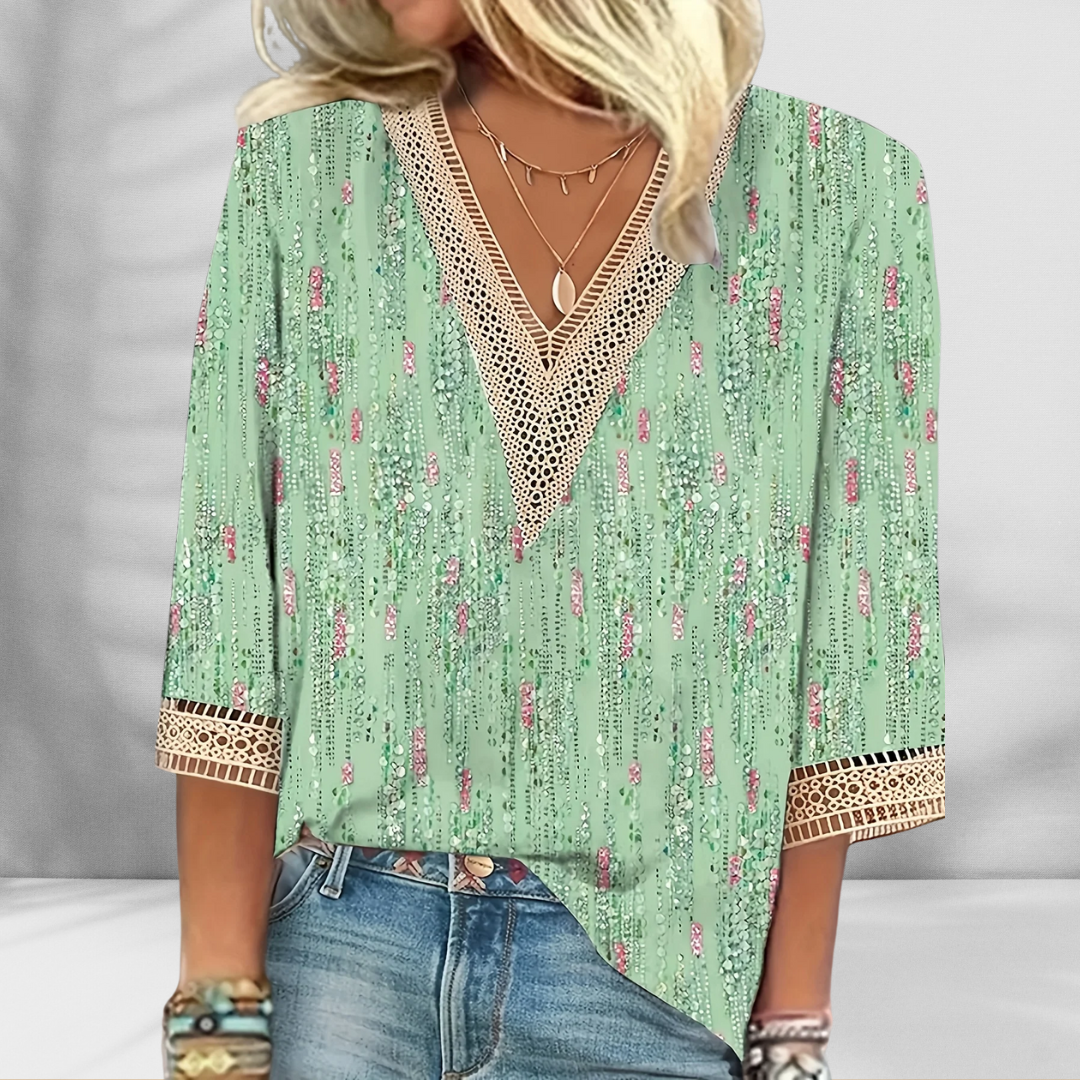 MARICELA™ – BOHO BLOUSE WITH FLORAL PATTERNS AND LONG SLEEVES