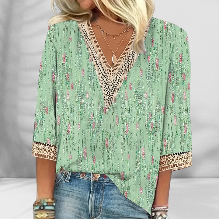 MARICELA™ – BOHO BLOUSE WITH FLORAL PATTERNS AND LONG SLEEVES