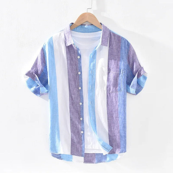 SVEN-OLIVER™ – LOOSE LINEN SHIRT WITH COLORFUL STRIPES