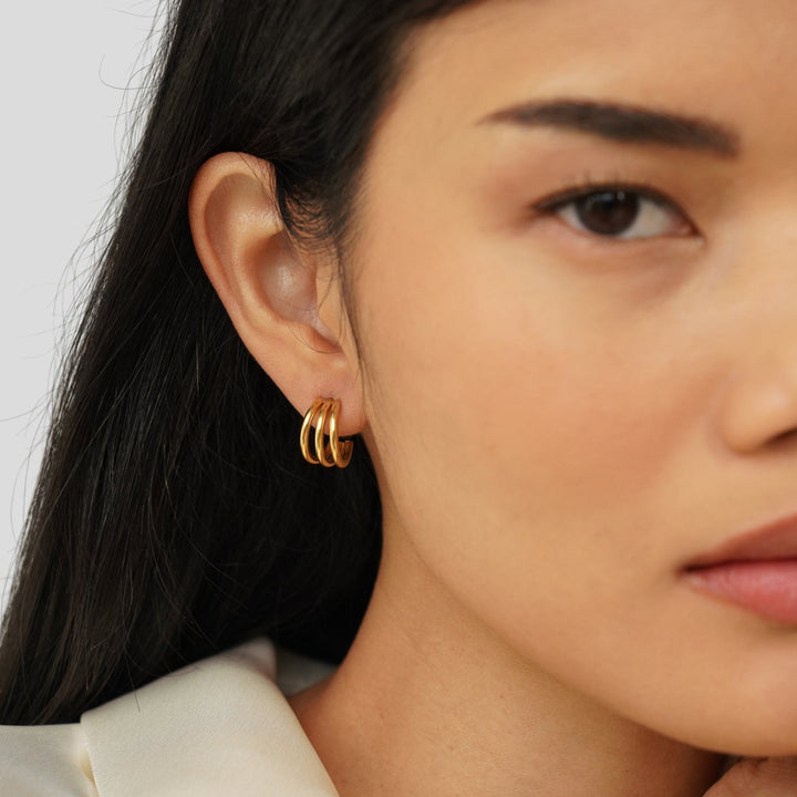 ANA™ – TRIPLE GOLD EARRINGS