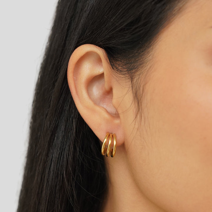 ANA™ – TRIPLE GOLD EARRINGS