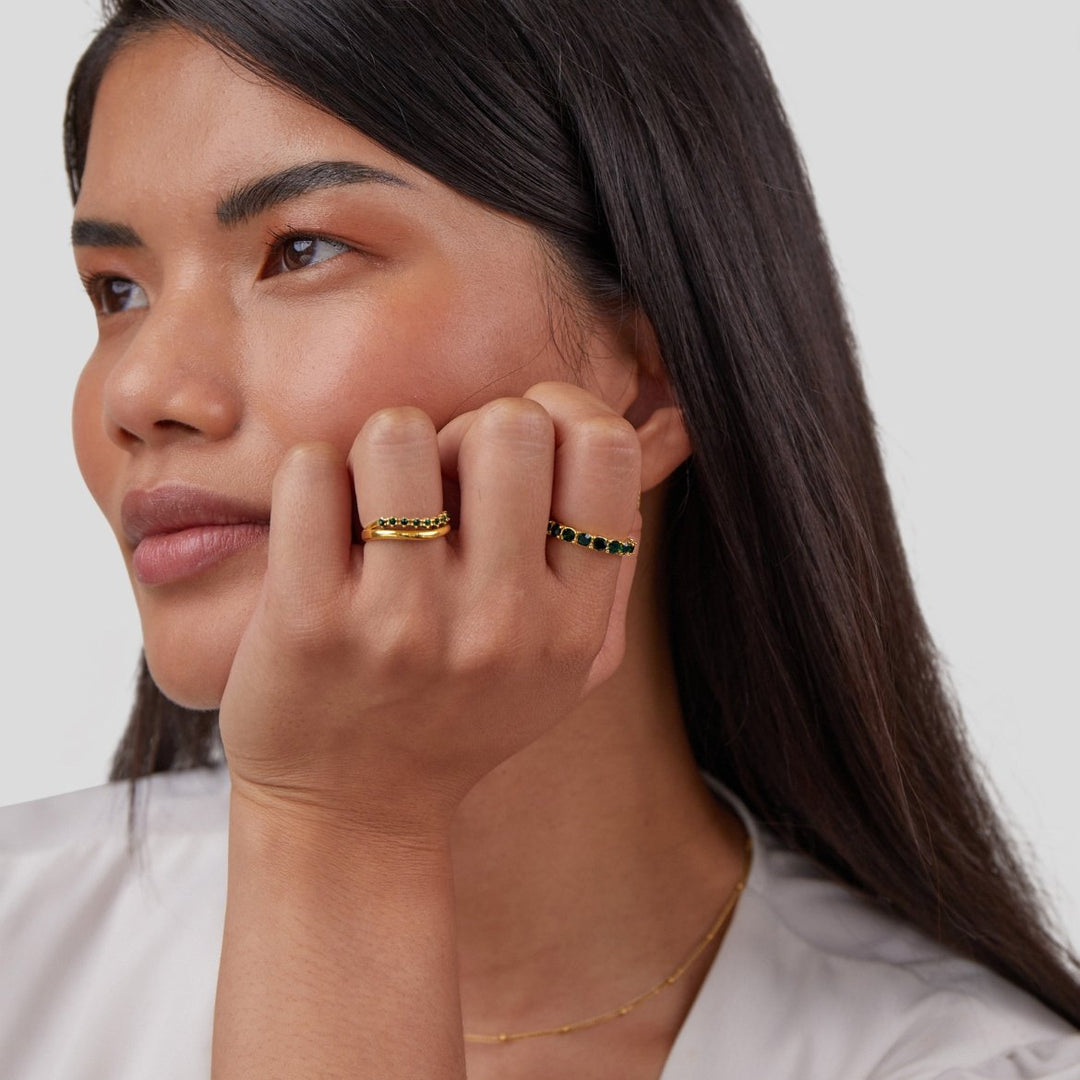 MARY™ – EMERALD GREEN LAYERED RING