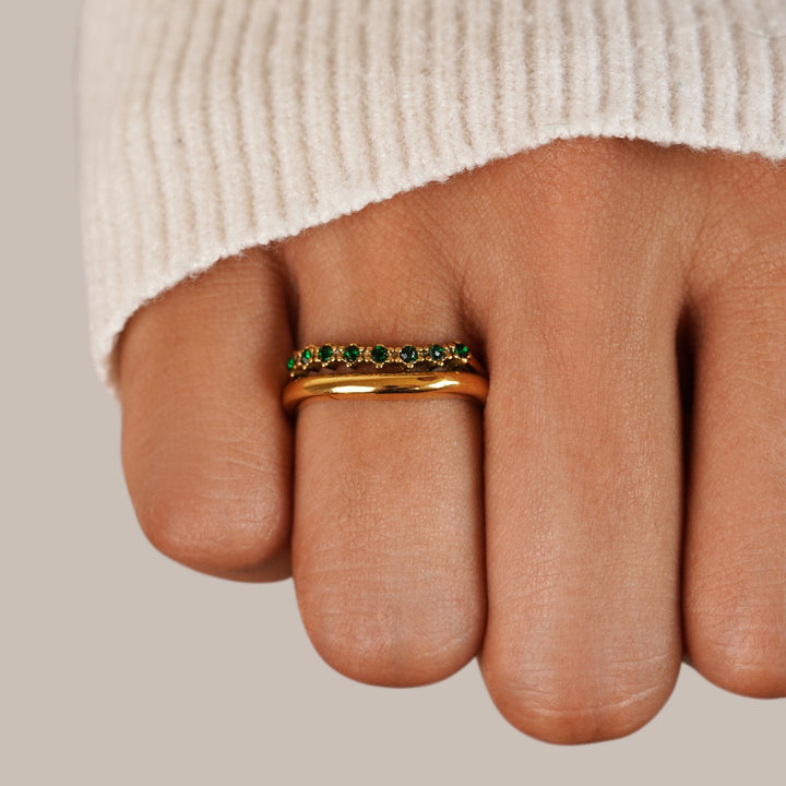 MARY™ – EMERALD GREEN LAYERED RING